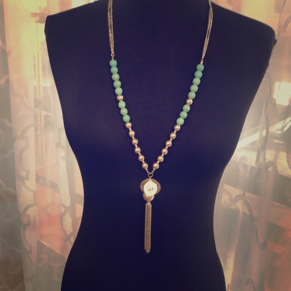 Turquoise and silver Beaded necklace